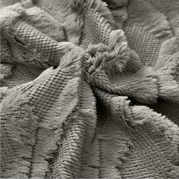 Light Grey Farmhouse Pillow Cover Furry Faux Luxury Soft Warm Pillow Case Set - Picture 4 of 6